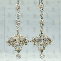 Lovely Long Edwardian Flower Basket Earrings
