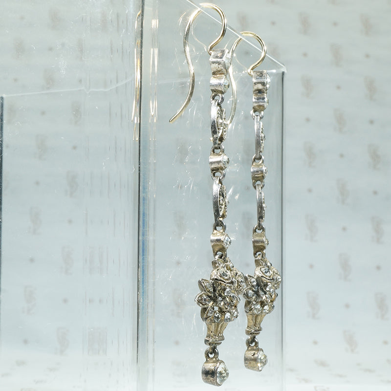 Lovely Long Edwardian Flower Basket Earrings