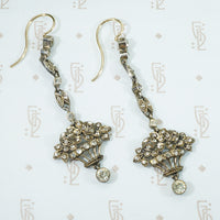 Lovely Long Edwardian Flower Basket Earrings