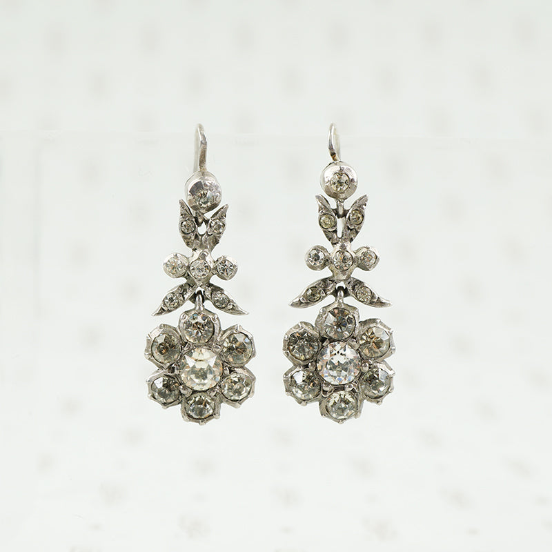 Early Floral Paste Earrings in Silver