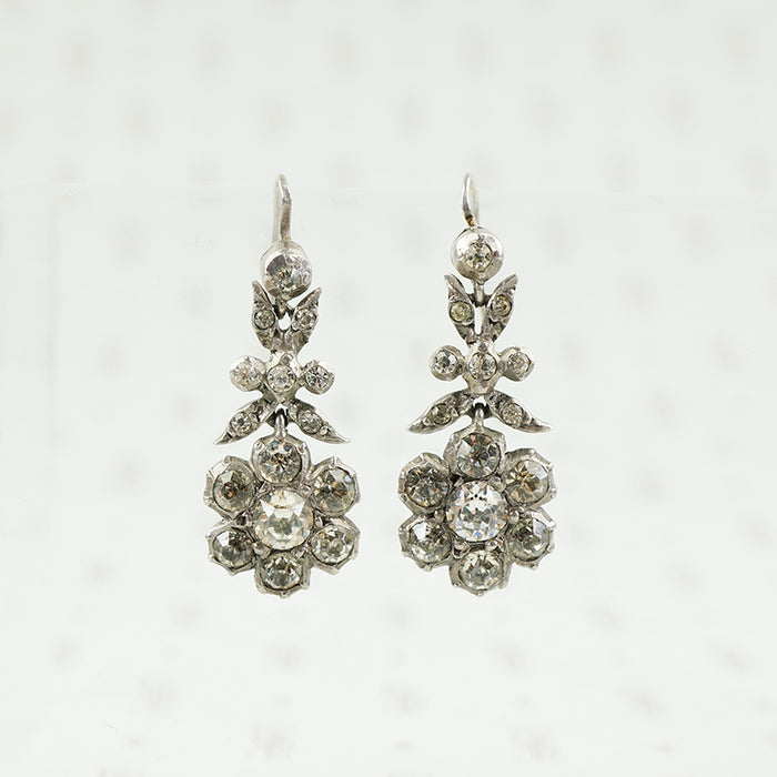Early Floral Paste Earrings in Silver