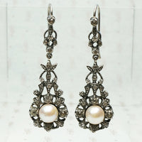 silver paste and pearl drop earrings 19th century