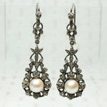 silver paste and pearl drop earrings 19th century