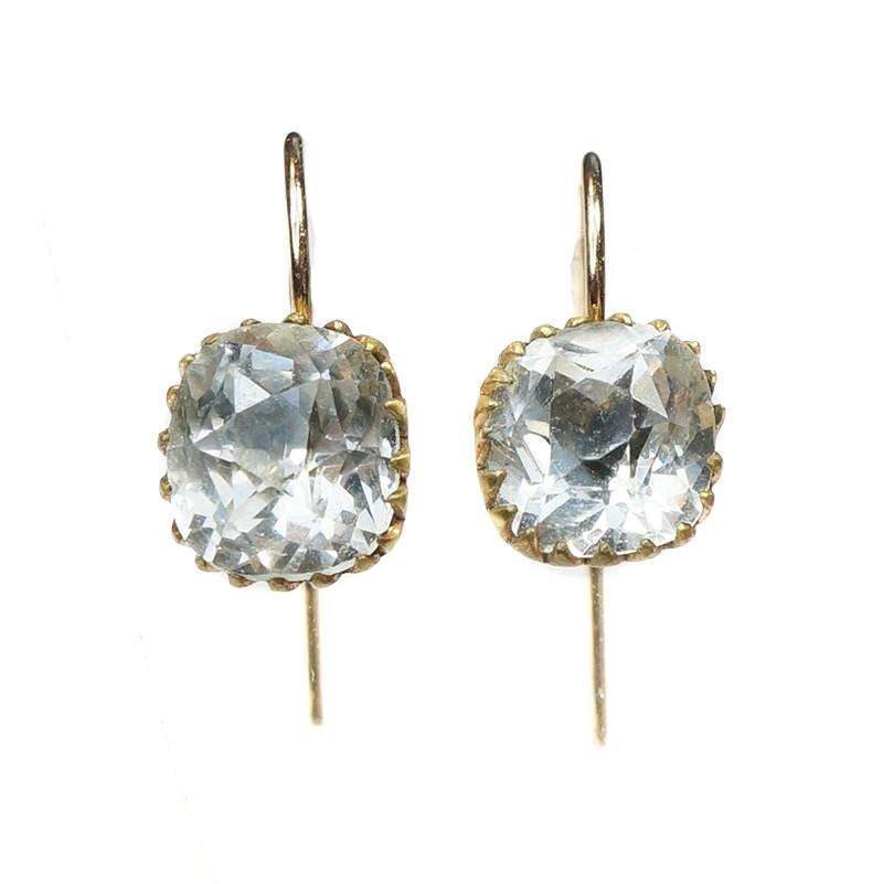 Antique Old Mine Cut Paste Drop Earrings