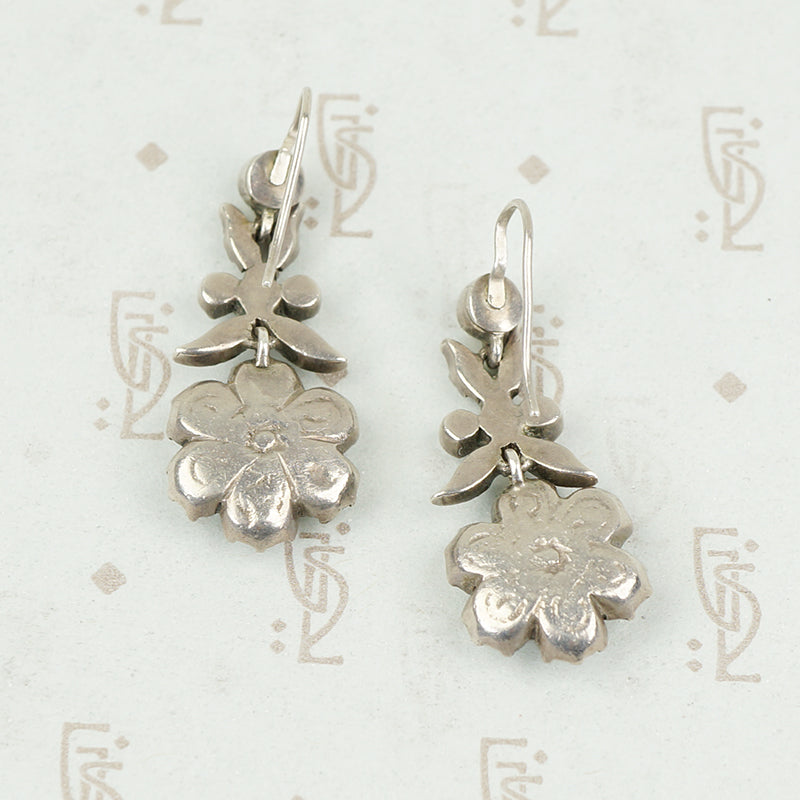 Early Floral Paste Earrings in Silver