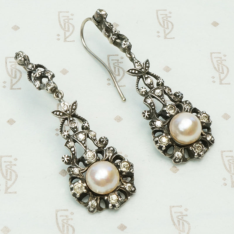 Long and Lovely Antique Paste and Pearl Earrings