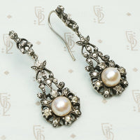 Long and Lovely Antique Paste and Pearl Earrings