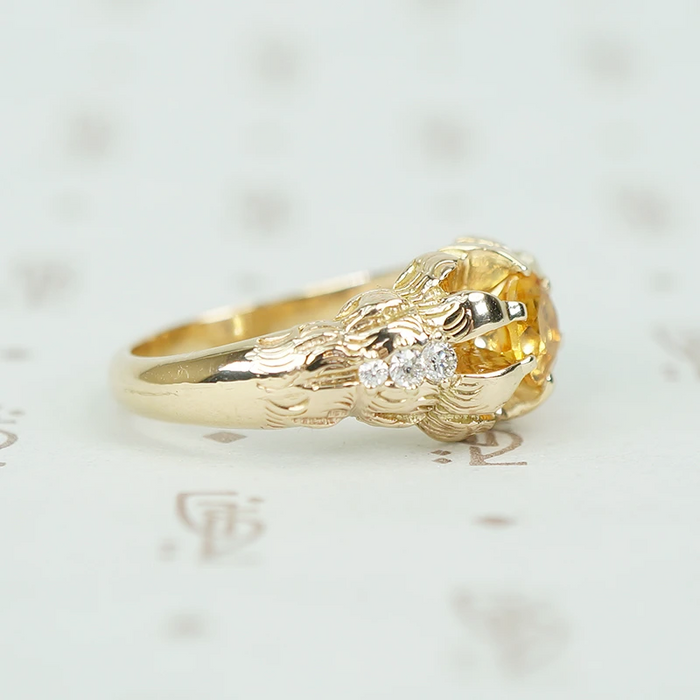 The Lions Paws Gold Becher Citrine and Diamond Ring