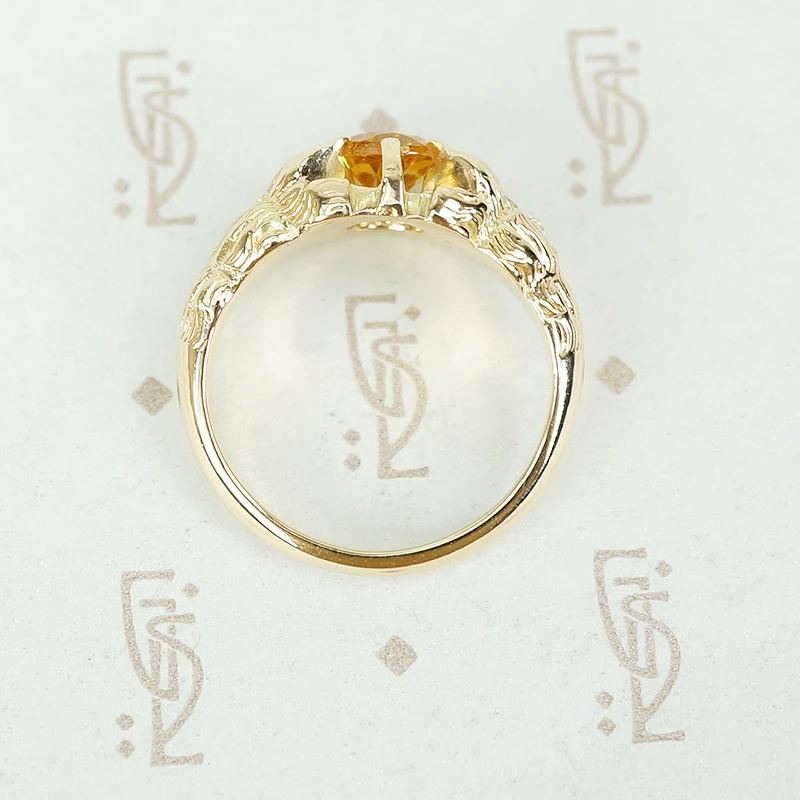The Lions Paws Gold Becher Citrine and Diamond Ring