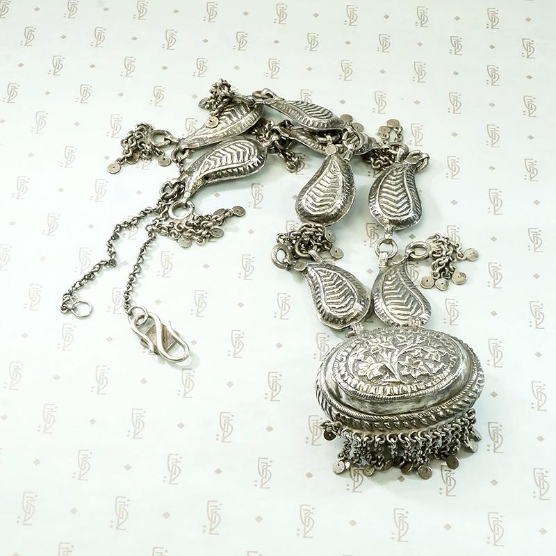 Pradesh Repoussé Silver Paisley Necklace