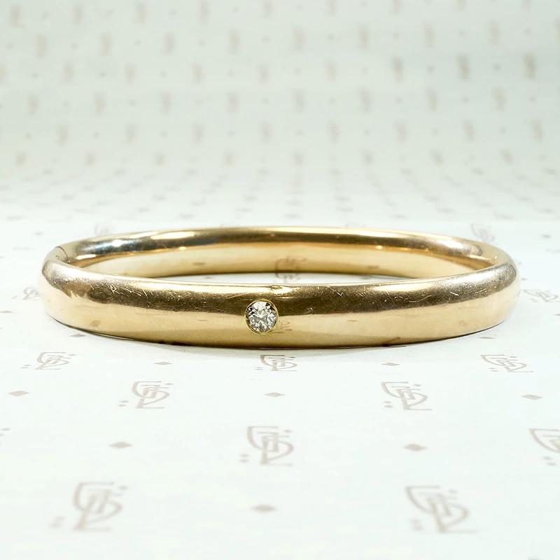 Diamond Set Gold Hinged Victorian Bangle