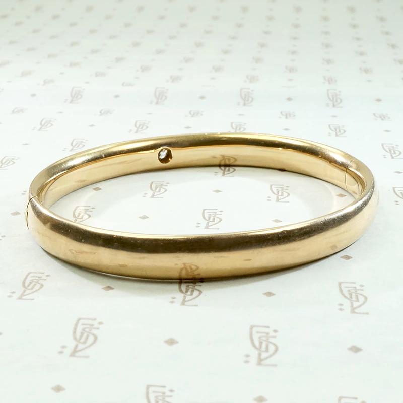 Diamond Set Gold Hinged Victorian Bangle