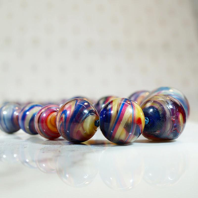 Brilliantly Colored Strand of Spun Glass Beads