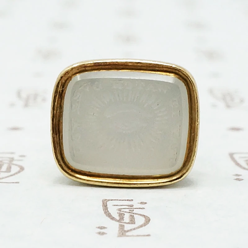An All Seeing Eye Fob Seal Chalcedony in 15k gold