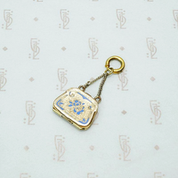 Charming Purse Charm with Enameled Forget Me Nots