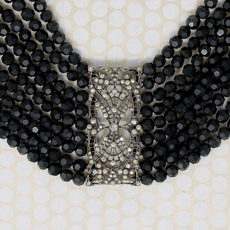 Edwardian Jet and Silver Collar ChokerEdwardian Jet and Silver Collar Choker