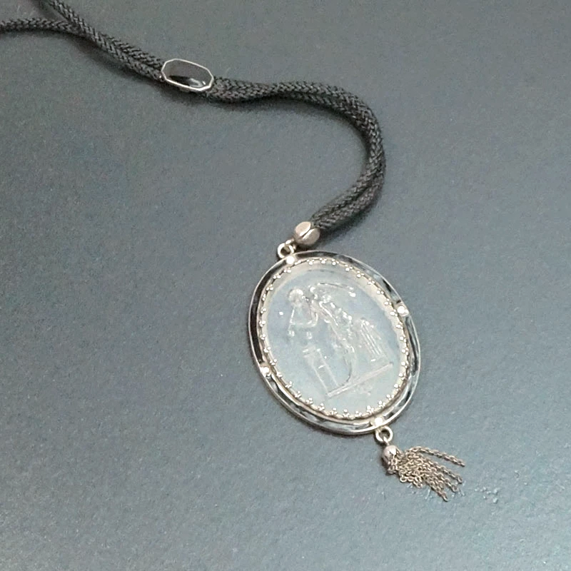 Angel Blowing Bubbles Art Deco Pendant
