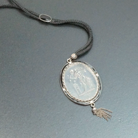 Angel Blowing Bubbles Art Deco Pendant