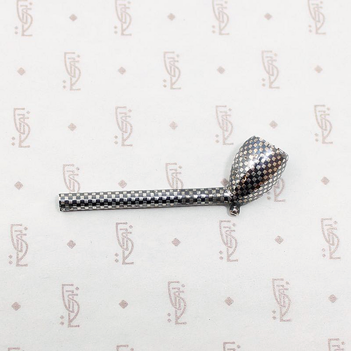 Tiny Niello Silver Pipe Russia Circa 1900