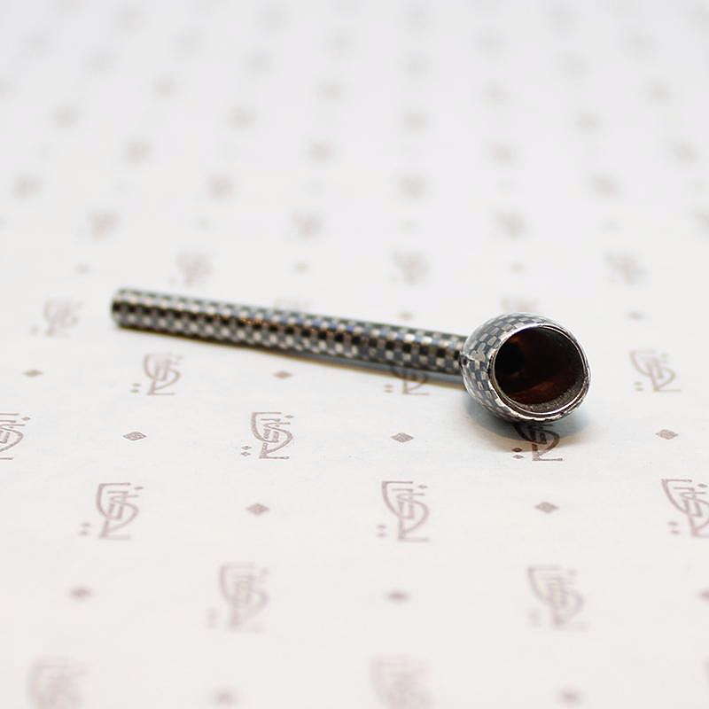 Tiny Niello Silver Pipe Russia Circa 1900