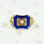 1838 birmingham england 18k gold and blue enamel ring