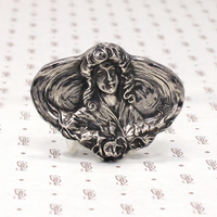 Art Nouveau Brooch with Long Haired Lady