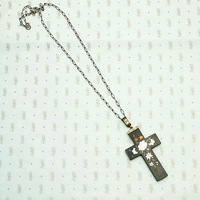Antique Pietra Dura Floral Cross Necklace