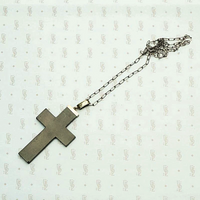 Antique Pietra Dura Floral Cross Necklace. Back view.