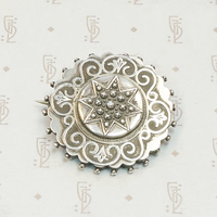 Sterling Star-Studded Locket Brooch