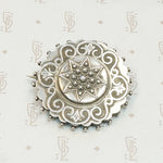 Sterling Star-Studded Locket Brooch