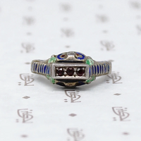 Garnet & Enamel Austro-Hungarian Silver Ring