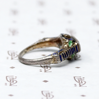 Garnet & Enamel Austro-Hungarian Silver Ring