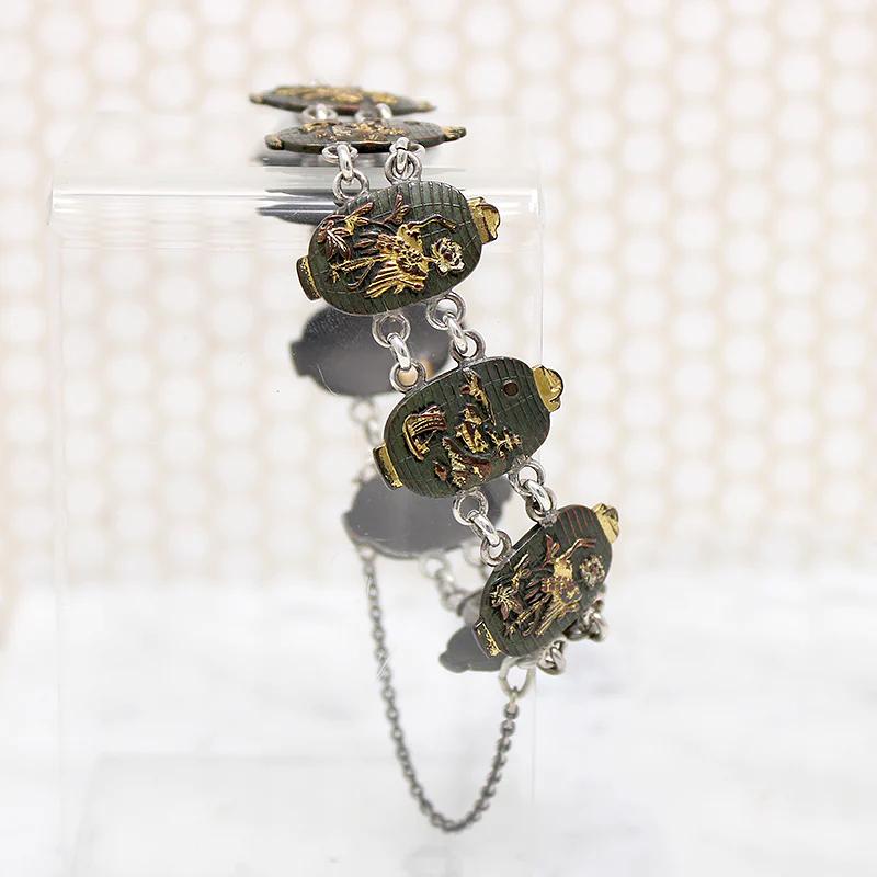 Antique Shakudo Bracelet in the shape of Japanese Lanterns