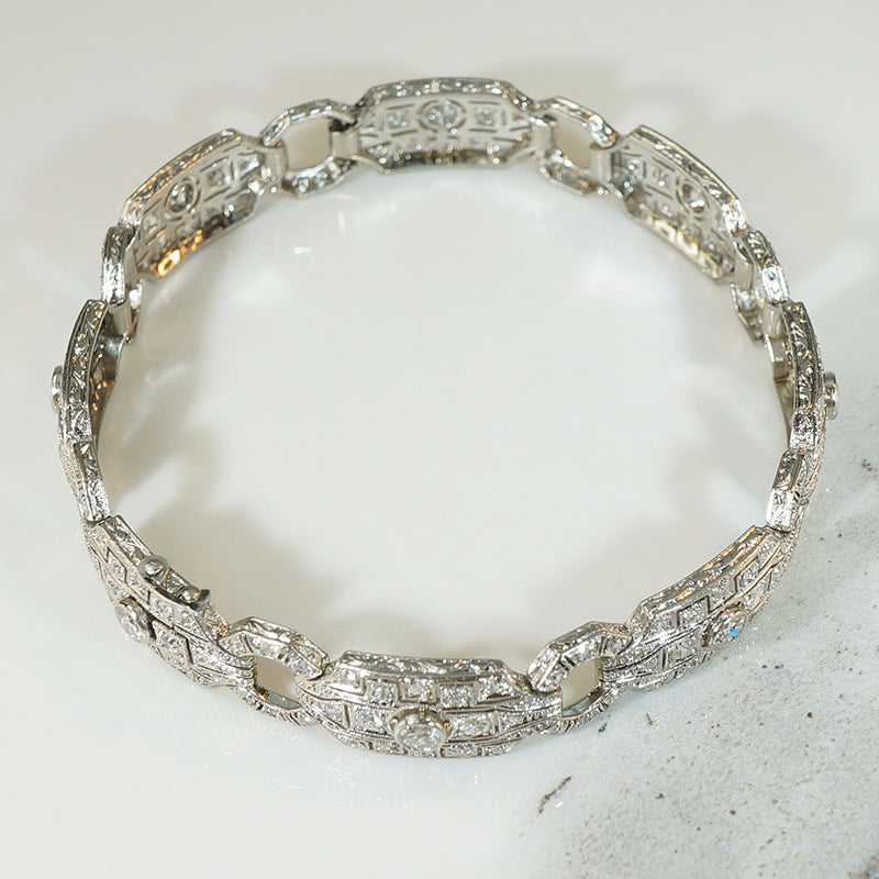 Exquisite Platinum and Diamond Art Deco Bracelet