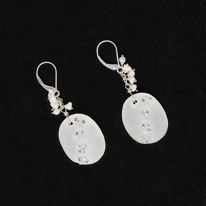Carved Quartz Flower Earrings by brunet