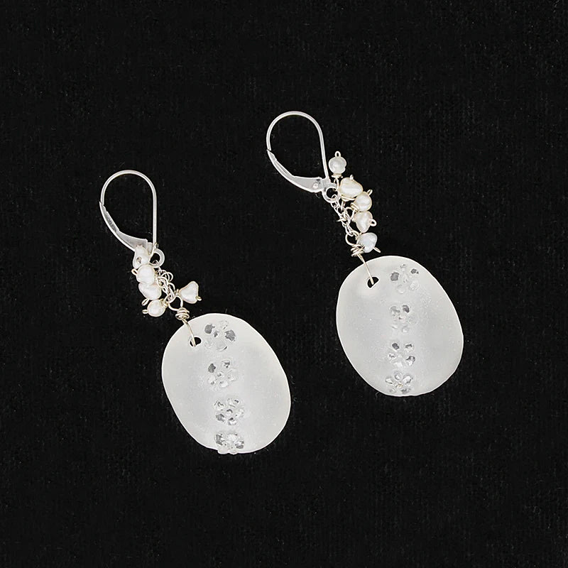 Carved Quartz Flower Earrings by brunet