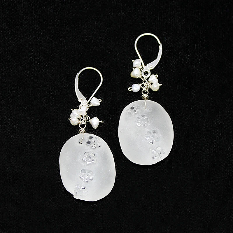 Carved Quartz Flower Earrings by brunet