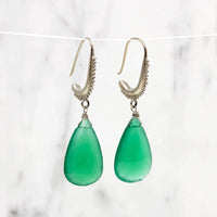 The Mughal Earring by Brunet with Faceted Green Chrysoprase Drops