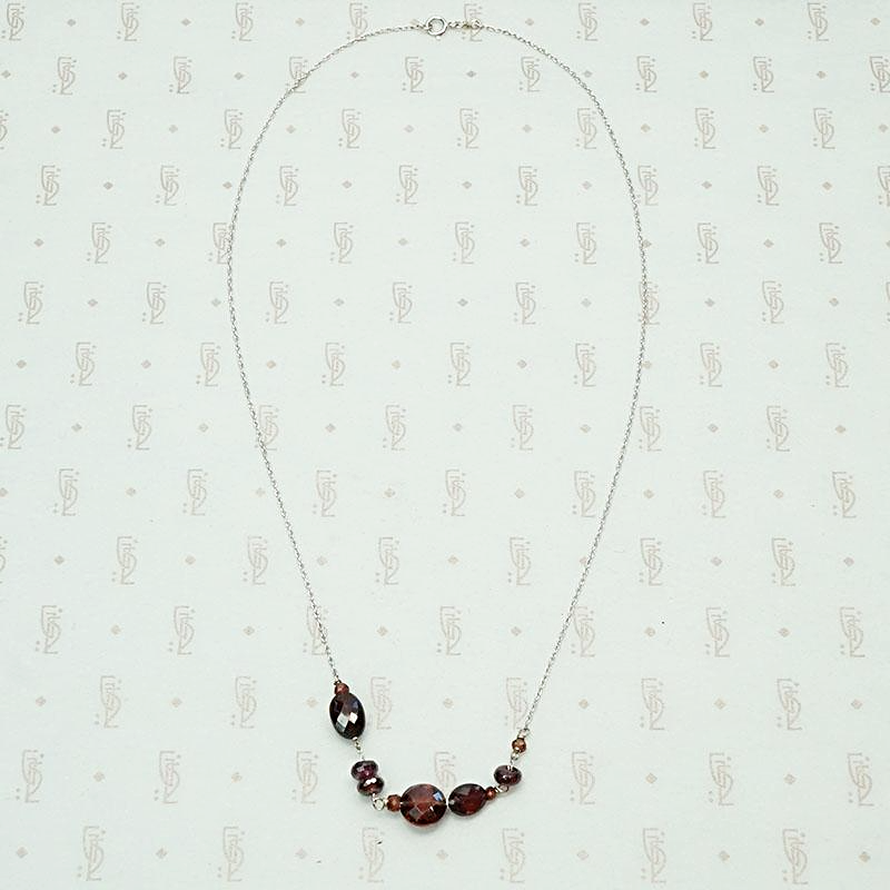 Garnet Beads on White Gold Necklace by brunet
