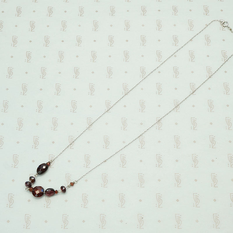 Garnet Beads on White Gold Necklace by brunet
