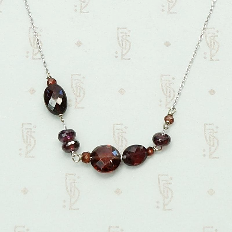 Garnet Beads on White Gold Necklace by brunet