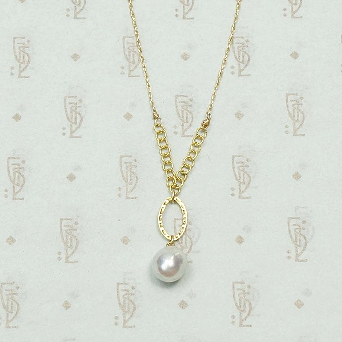 Vintage Pearl and Dimpled "O" Necklace by brunet