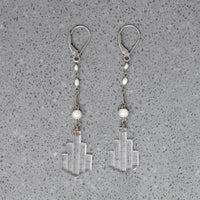 Art Deco Pressed Glass & Pearl Earrings by brunet