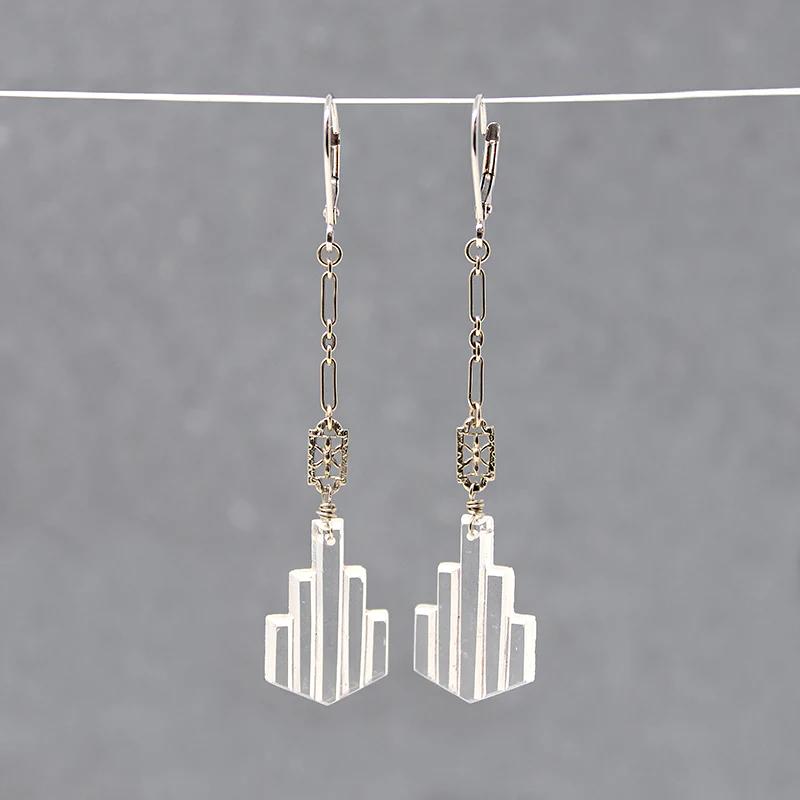 Art Deco Pressed Glass Earrings by brunet