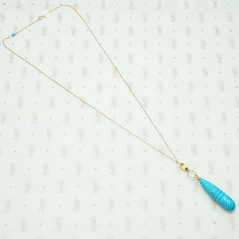 Carved Turquoise and Vintage Gold Necklace by brunet
