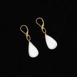 Romantic Moonstone and Hand Wrought Gold Earrings by Brunet