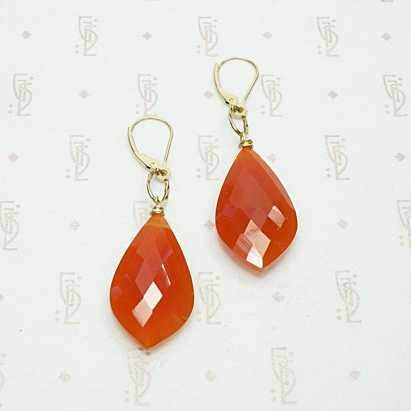 Faceted Carnelian Earrings with Handmade Gold Details by brunet