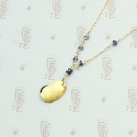 Hand Forged 18k Gold Leaf & Sapphire Necklace by brunet, back view