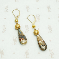 Abalone and Antique 18k Gold Bead Earrings by brunet