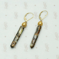 Abalone Pillar Earrings with Etruscan Revival Beads by brunet